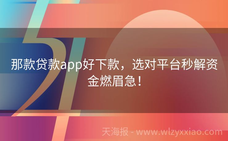 那款贷款app好下款，选对平台秒解资金燃眉急！