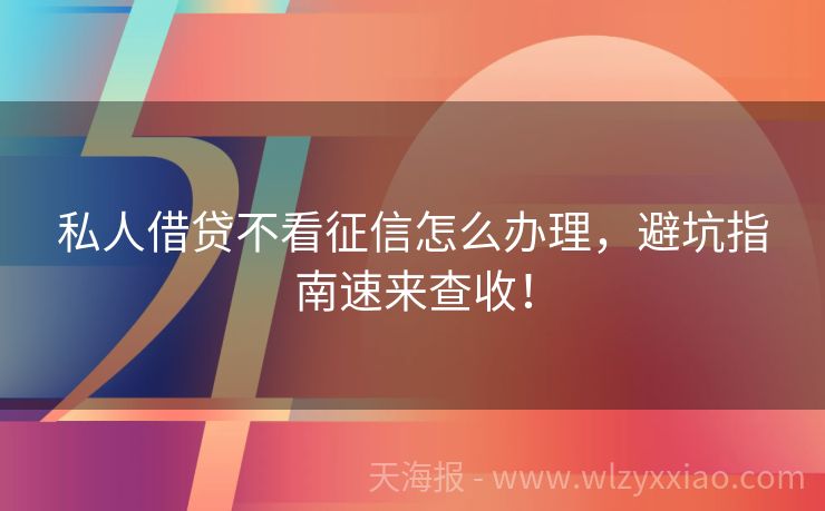 私人借贷不看征信怎么办理，避坑指南速来查收！