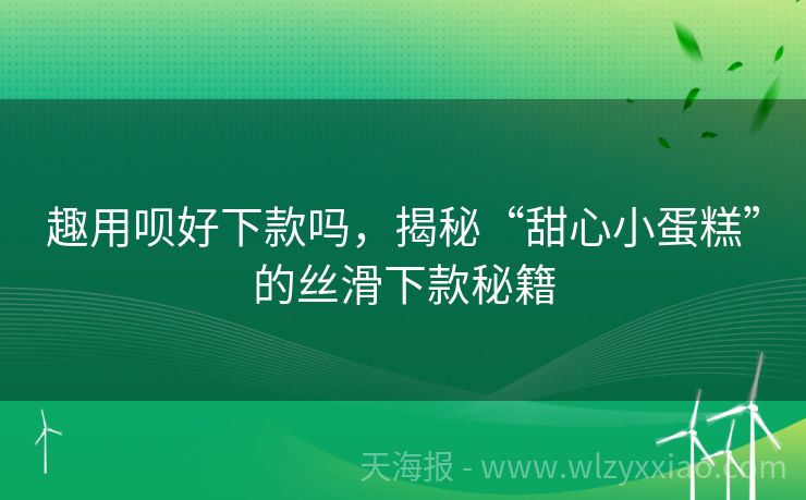趣用呗好下款吗，揭秘“甜心小蛋糕”的丝滑下款秘籍