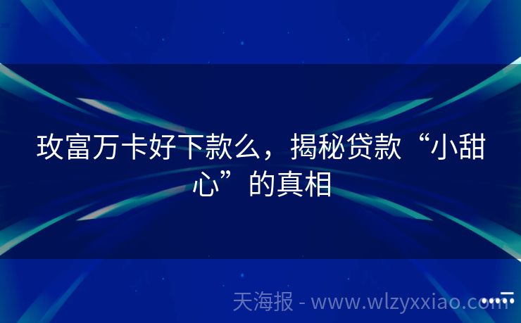 玫富万卡好下款么，揭秘贷款“小甜心”的真相
