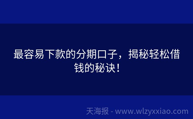 最容易下款的分期口子，揭秘轻松借钱的秘诀！
