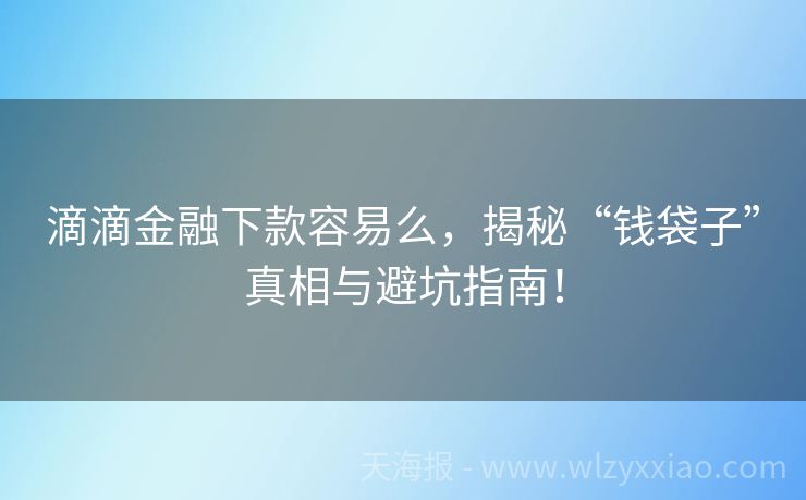 滴滴金融下款容易么，揭秘“钱袋子”真相与避坑指南！