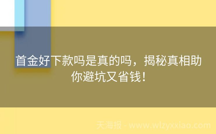 首金好下款吗是真的吗，揭秘真相助你避坑又省钱！