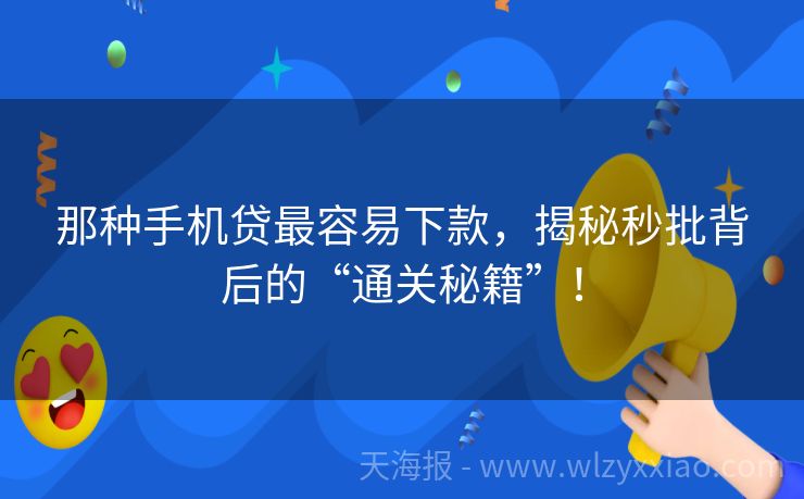 那种手机贷最容易下款，揭秘秒批背后的“通关秘籍”！