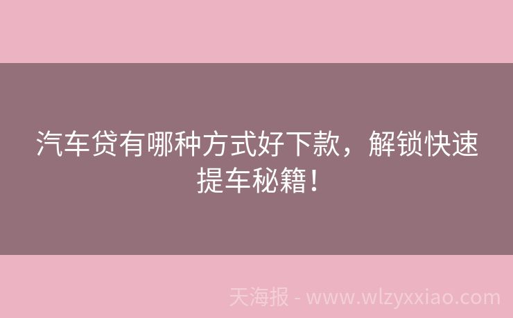 汽车贷有哪种方式好下款，解锁快速提车秘籍！