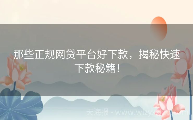 那些正规网贷平台好下款，揭秘快速下款秘籍！