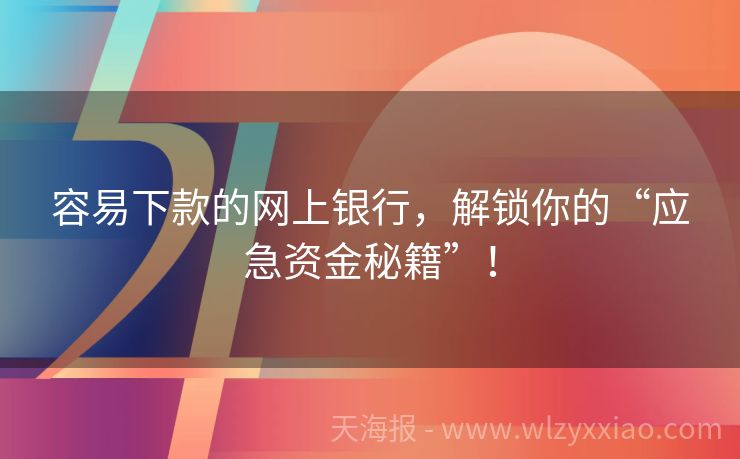 容易下款的网上银行，解锁你的“应急资金秘籍”！