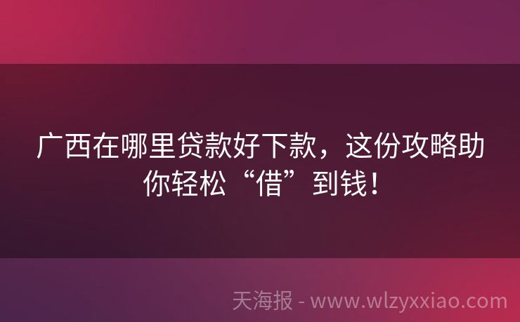 广西在哪里贷款好下款，这份攻略助你轻松“借”到钱！