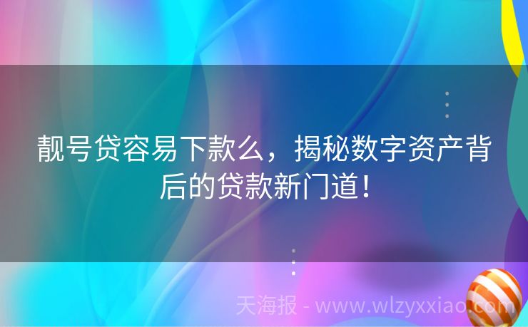 靓号贷容易下款么，揭秘数字资产背后的贷款新门道！