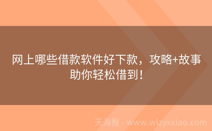 网上哪些借款软件好下款，攻略+故事助你轻松借到！