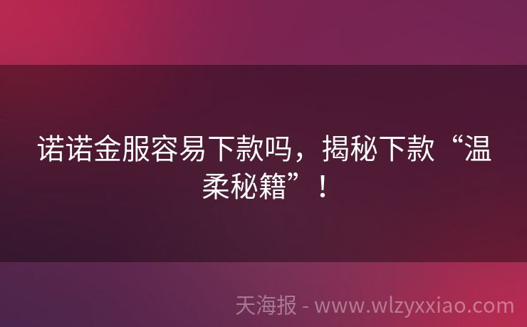 诺诺金服容易下款吗，揭秘下款“温柔秘籍”！
