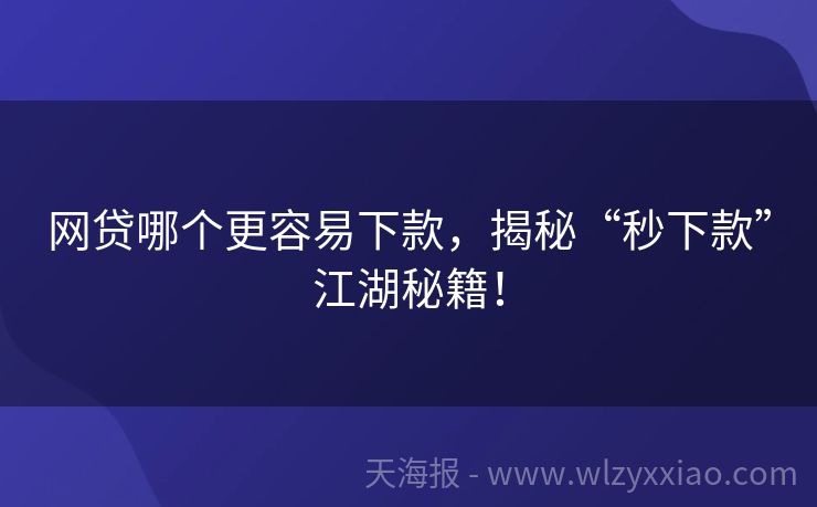 网贷哪个更容易下款，揭秘“秒下款”江湖秘籍！