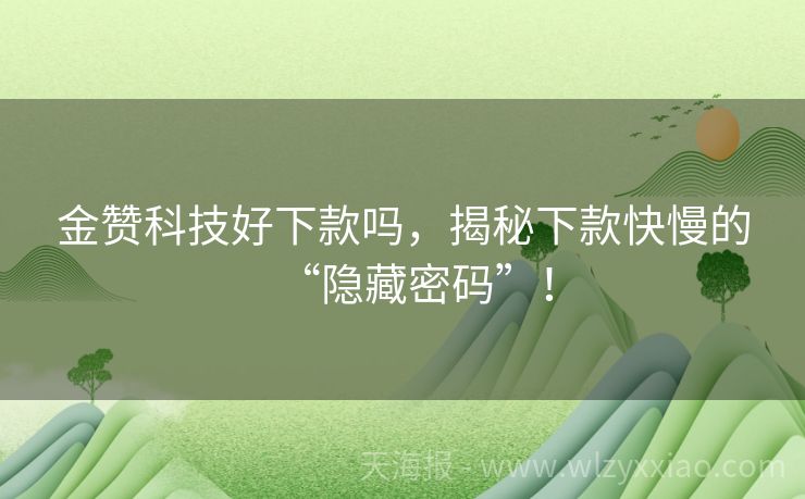 金赞科技好下款吗，揭秘下款快慢的“隐藏密码”！