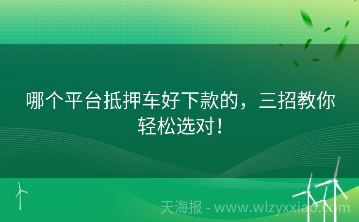 哪个平台抵押车好下款的，三招教你轻松选对！