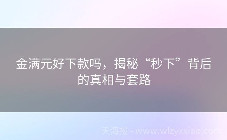 金满元好下款吗，揭秘“秒下”背后的真相与套路