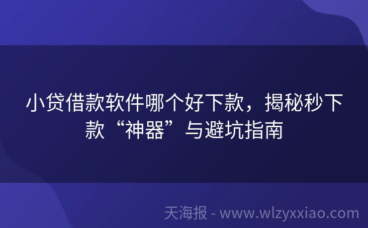 小贷借款软件哪个好下款，揭秘秒下款“神器”与避坑指南