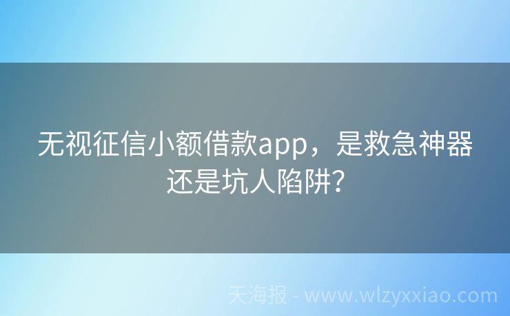 无视征信小额借款app，是救急神器还是坑人陷阱？