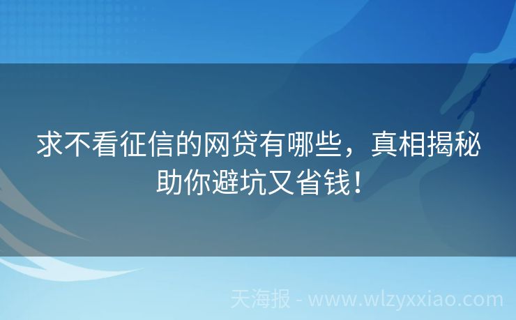 求不看征信的网贷有哪些，真相揭秘助你避坑又省钱！