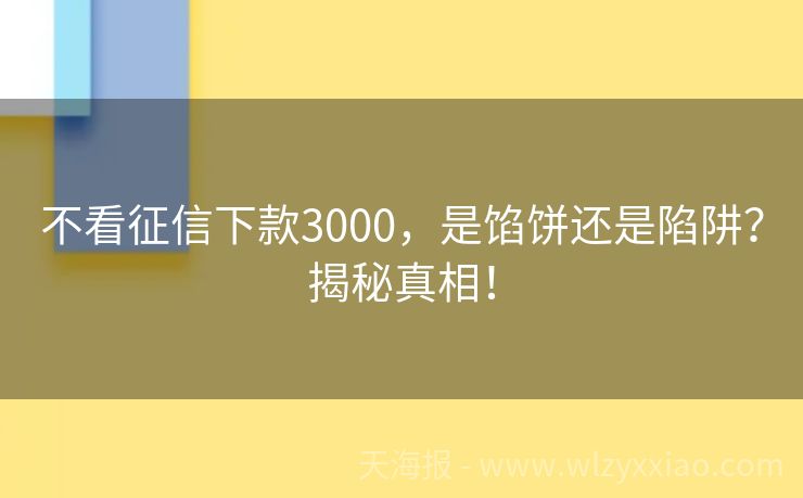 不看征信下款3000，是馅饼还是陷阱？揭秘真相！