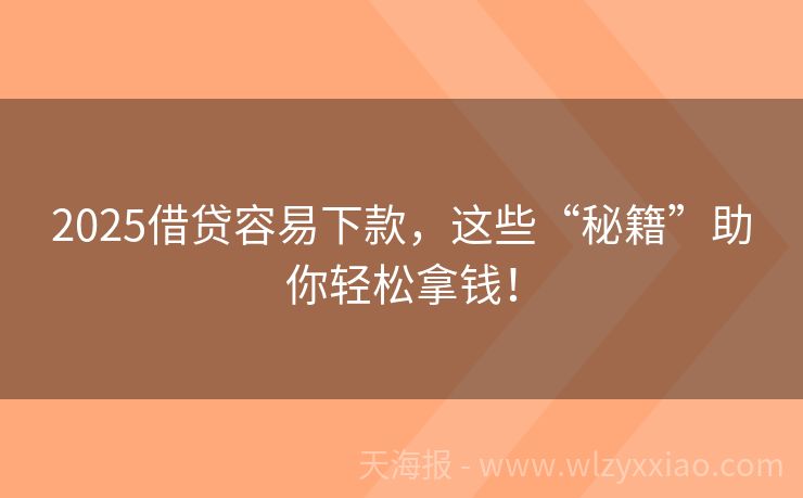 2025借贷容易下款，这些“秘籍”助你轻松拿钱！