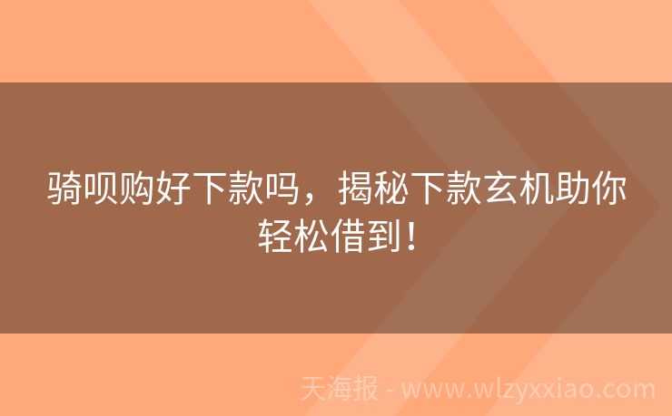 骑呗购好下款吗，揭秘下款玄机助你轻松借到！