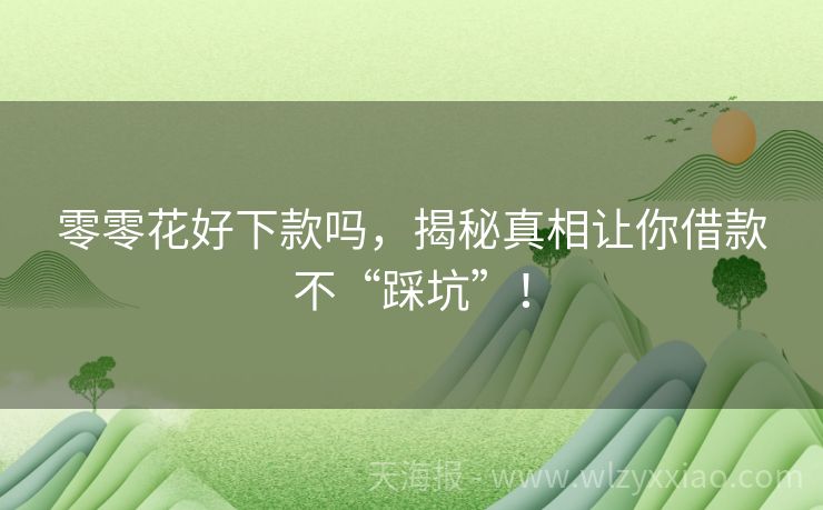 零零花好下款吗，揭秘真相让你借款不“踩坑”！