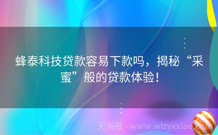 蜂泰科技贷款容易下款吗，揭秘“采蜜”般的贷款体验！