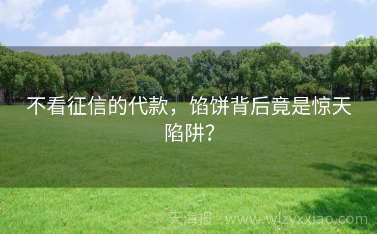 不看征信的代款，馅饼背后竟是惊天陷阱？