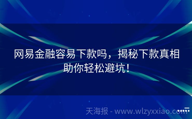 网易金融容易下款吗，揭秘下款真相助你轻松避坑！