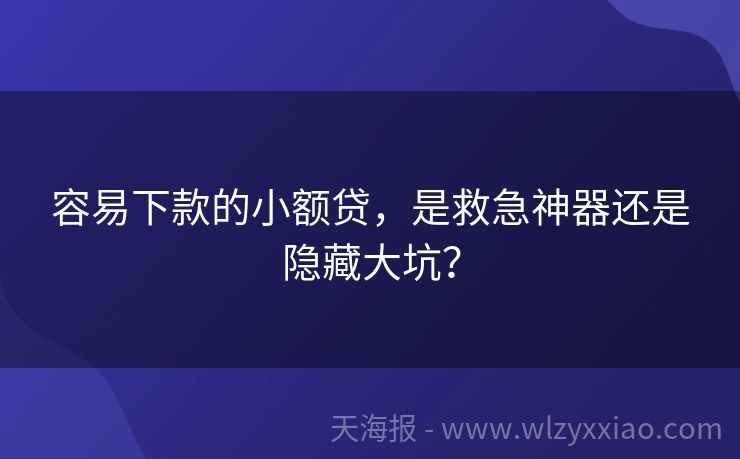 容易下款的小额贷，是救急神器还是隐藏大坑？