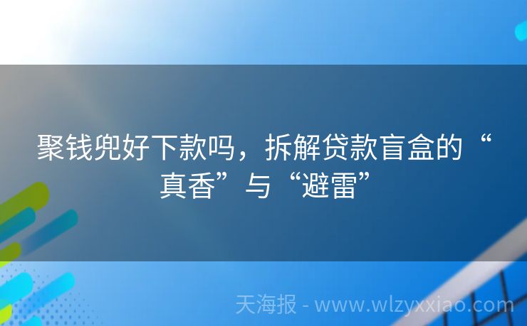 聚钱兜好下款吗，拆解贷款盲盒的“真香”与“避雷”