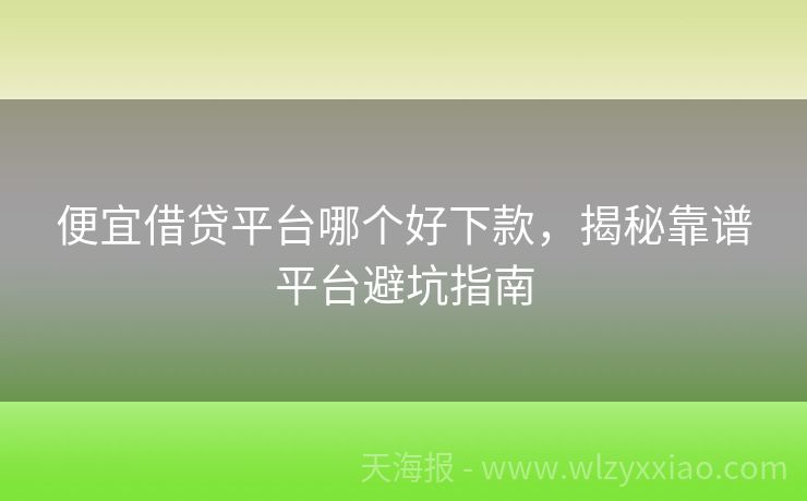 便宜借贷平台哪个好下款，揭秘靠谱平台避坑指南