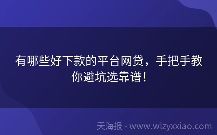 有哪些好下款的平台网贷，手把手教你避坑选靠谱！