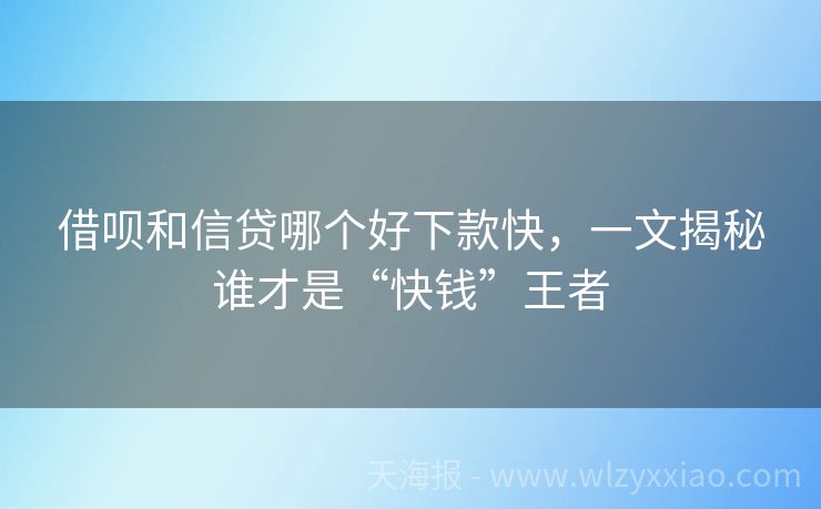 借呗和信贷哪个好下款快，一文揭秘谁才是“快钱”王者
