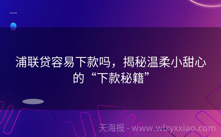 浦联贷容易下款吗，揭秘温柔小甜心的“下款秘籍”
