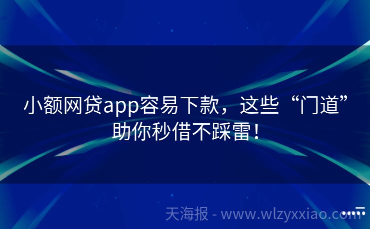 小额网贷app容易下款，这些“门道”助你秒借不踩雷！