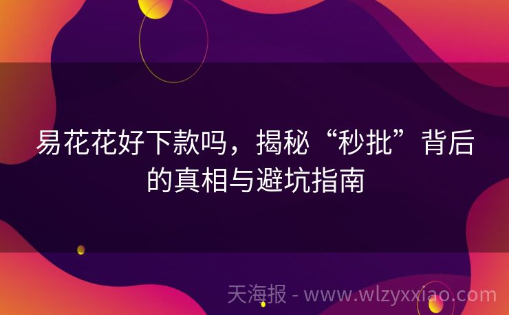 易花花好下款吗，揭秘“秒批”背后的真相与避坑指南
