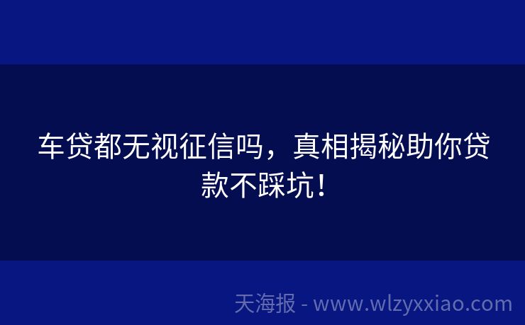 车贷都无视征信吗，真相揭秘助你贷款不踩坑！
