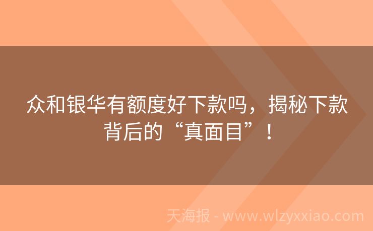 众和银华有额度好下款吗，揭秘下款背后的“真面目”！