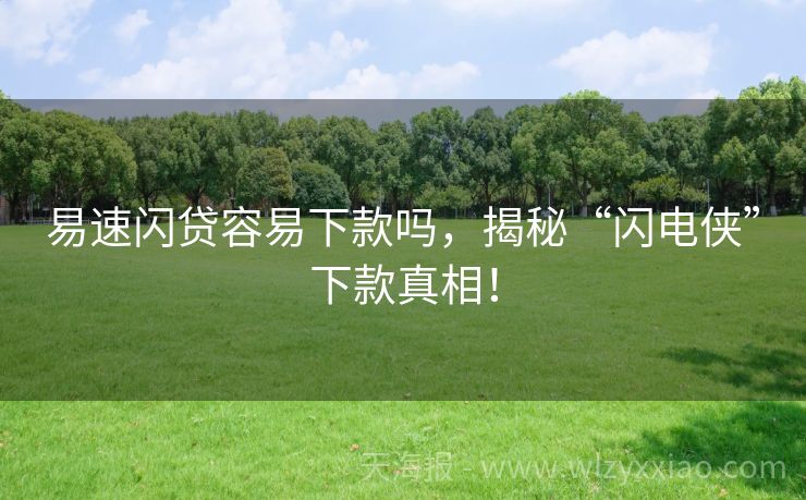 易速闪贷容易下款吗，揭秘“闪电侠”下款真相！