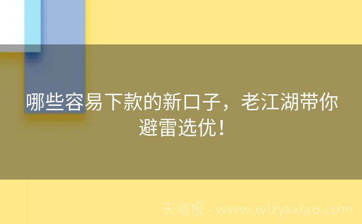 哪些容易下款的新口子，老江湖带你避雷选优！