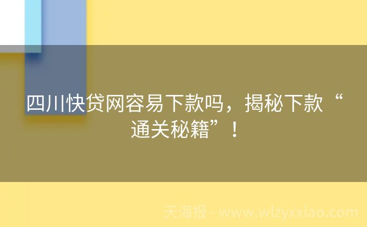 四川快贷网容易下款吗，揭秘下款“通关秘籍”！