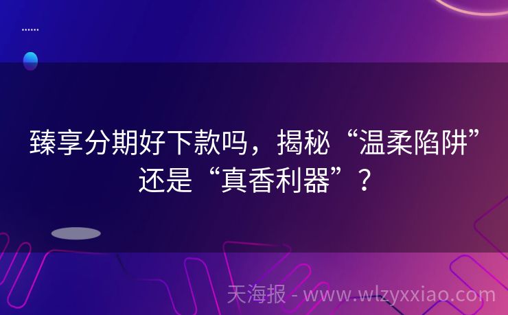 臻享分期好下款吗，揭秘“温柔陷阱”还是“真香利器”？