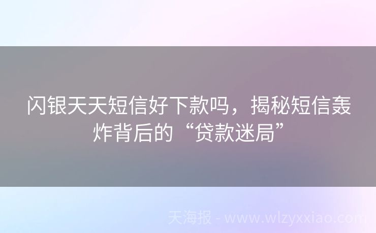 闪银天天短信好下款吗，揭秘短信轰炸背后的“贷款迷局”