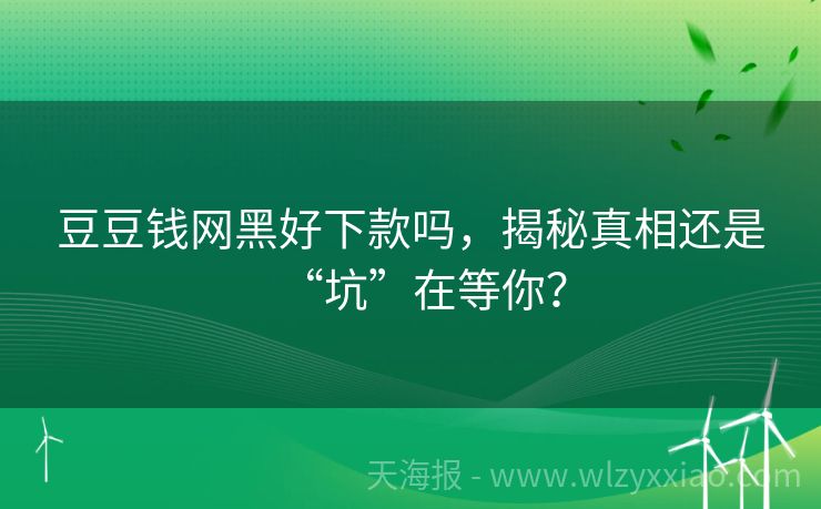 豆豆钱网黑好下款吗，揭秘真相还是“坑”在等你？