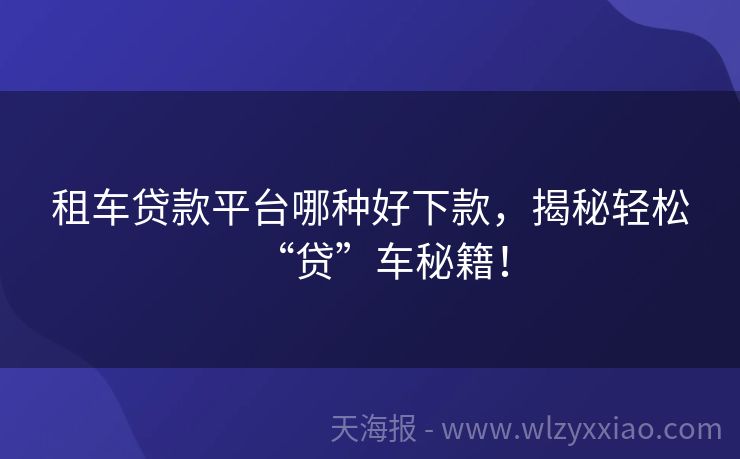 租车贷款平台哪种好下款，揭秘轻松“贷”车秘籍！