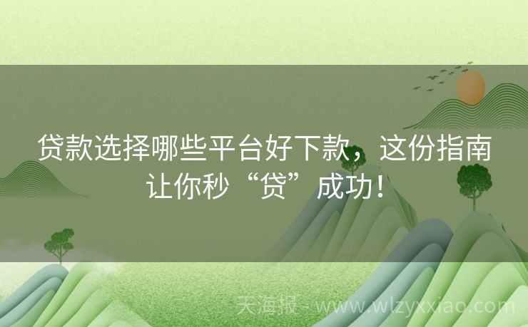贷款选择哪些平台好下款，这份指南让你秒“贷”成功！
