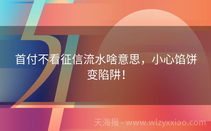 首付不看征信流水啥意思，小心馅饼变陷阱！
