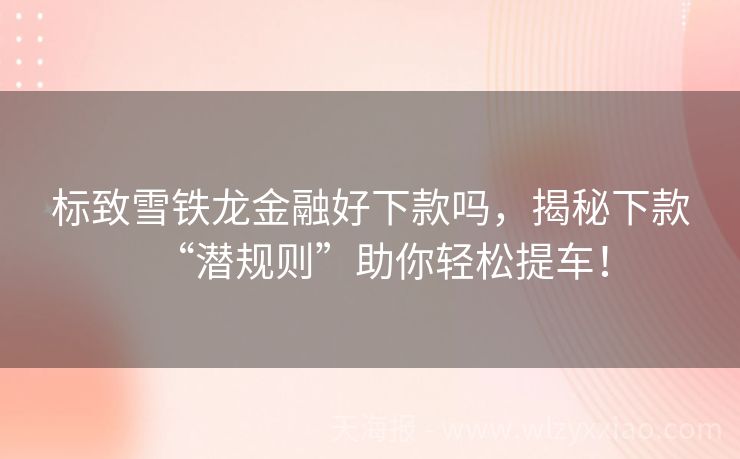 标致雪铁龙金融好下款吗，揭秘下款“潜规则”助你轻松提车！