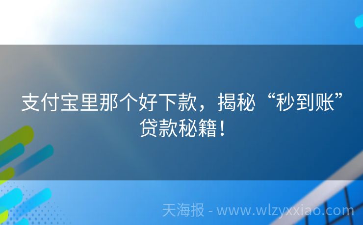 支付宝里那个好下款，揭秘“秒到账”贷款秘籍！